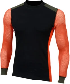 Aclima Hiking Crew Neck Top Heren, Zwart/oranje