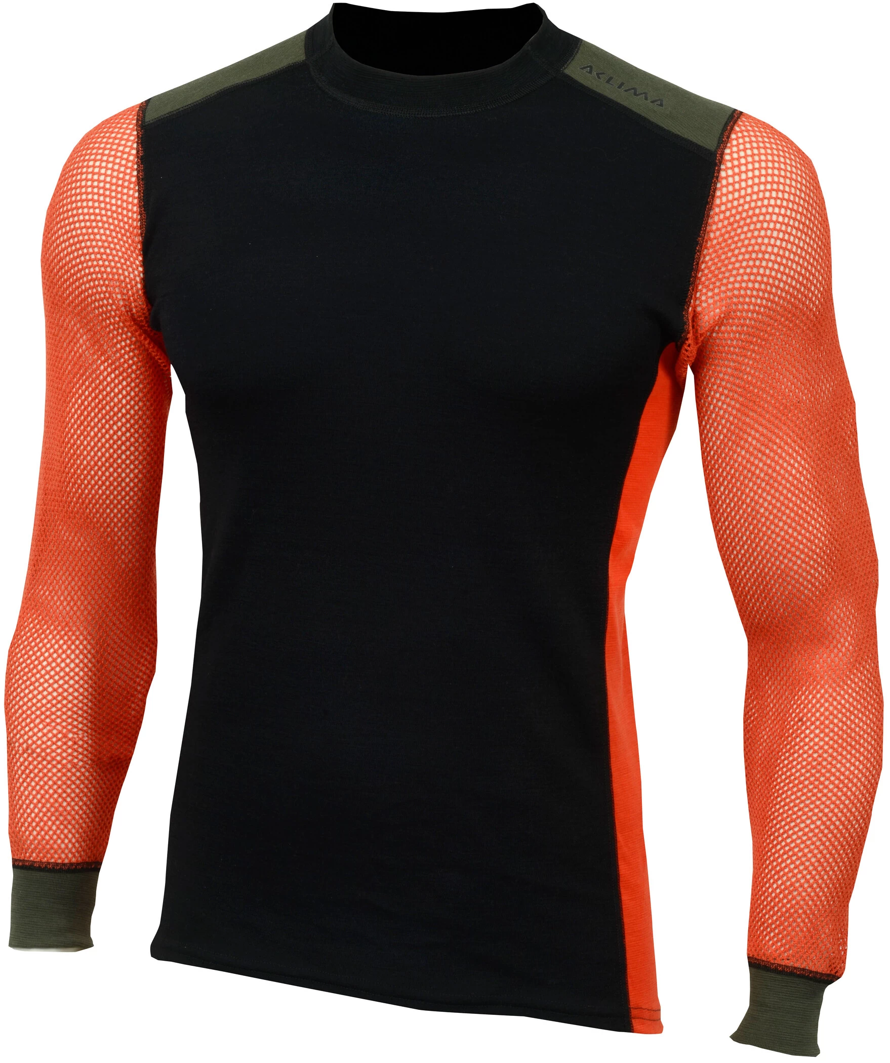 Aclima Hiking Crew Neck Top Heren, Zwart/oranje 3 Aclima Hiking Crew Neck Top Heren, Zwart/oranje