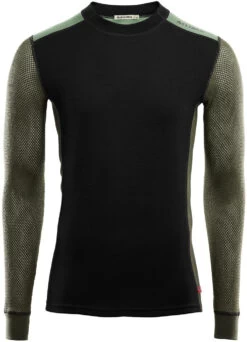 Aclima Hiking Crew Neck Top Heren, Zwart/olijf
