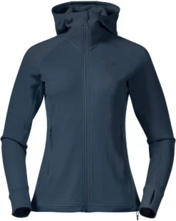 Bergans Ulstein Wollen Jas Met Capuchon Dames, Blauw