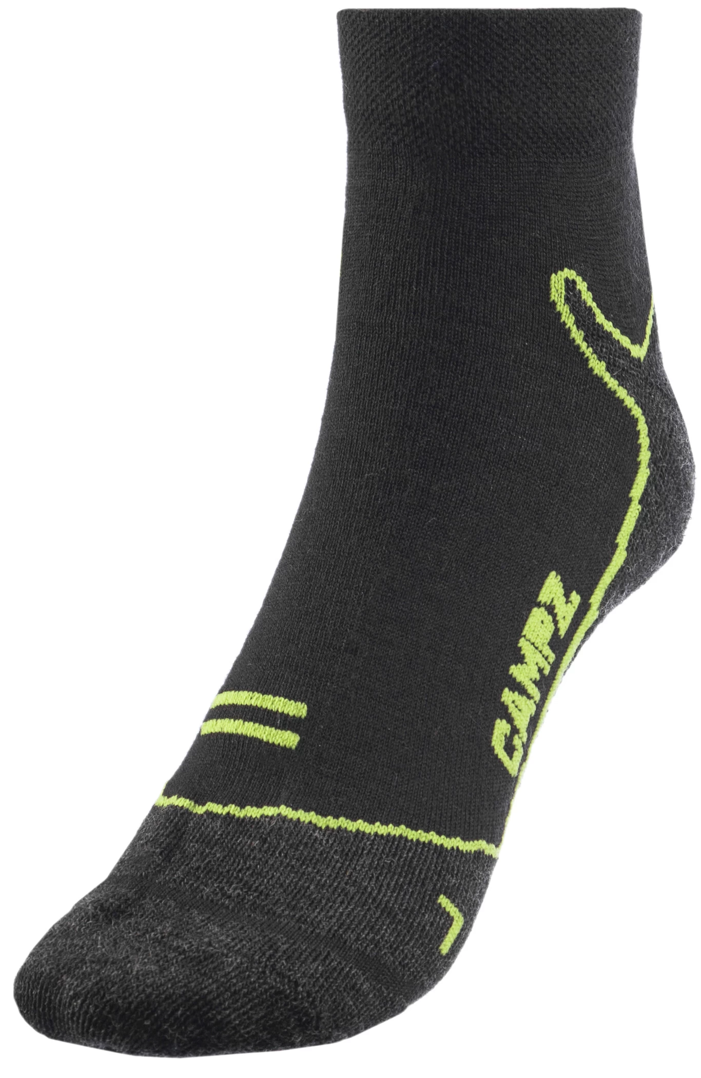 CAMPZ Sneaker Socks Merino, Zwart/groen 3 CAMPZ Sneaker Socks Merino, Zwart/groen