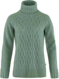 Fjällräven Fjällräven Övik Cable Gebreide Rolhals Trui Dames, Groen