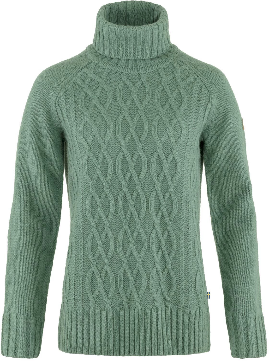 Fjällräven Fjällräven Övik Cable Gebreide Rolhals Trui Dames, Groen 3 Fjällräven Fjällräven Övik Cable Gebreide Rolhals Trui Dames, Groen