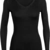 Icebreaker 200 Oasis Longsleeve Met V-hals Dames, Zwart