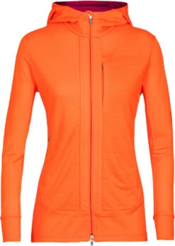 Icebreaker Quantum III LS Zip Hoodie Dames, Oranje