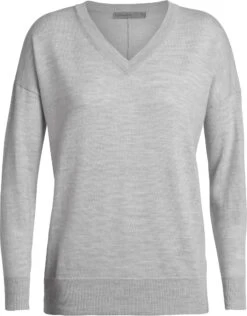 Icebreaker Shearer V-hals Sweater Dames, Grijs