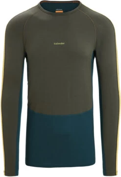 Icebreaker ZoneKnit 200 LS Crew Shirt Heren, Olijf/petrol