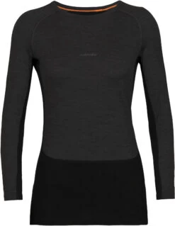 Icebreaker ZoneKnit 200 LS Crew Shirt Dames, Grijs/zwart