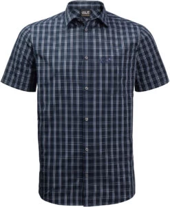 Jack Wolfskin Hot Springs Shirt Korte Mouwen Heren, Blauw