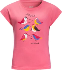Jack Wolfskin Tweeting Birds SS Shirt Meisjes, Roze