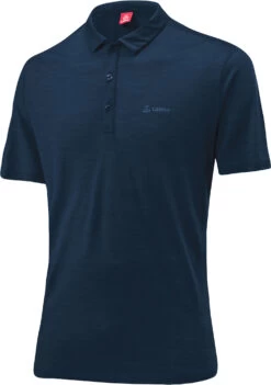 Löffler Merino-Tencel Poloshirt Heren, Blauw