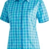 Maier Sports Philina SS Shirt Dames, Blauw -Sport- En Outdoorkleding maier sports philina ss shirt women blue check 1