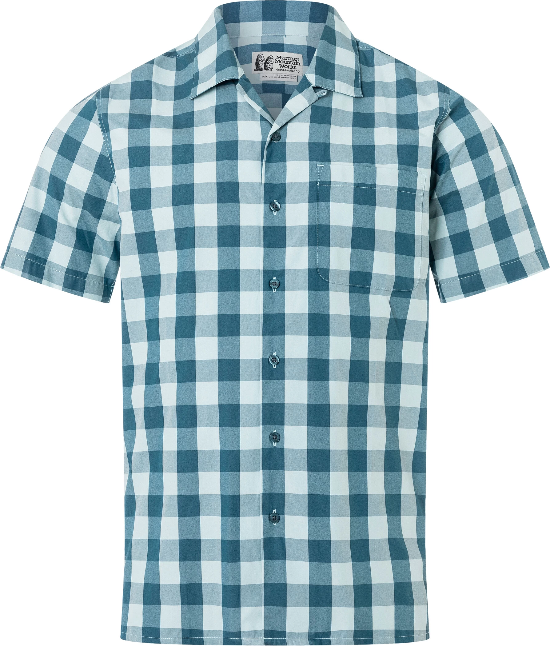 Marmot Muir Camp Novelty SS Shirt Men, Petrol/wit 3 Marmot Muir Camp Novelty SS Shirt Men, Petrol/wit