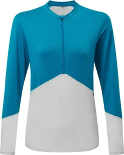 Mountain Equipment Nava LS Zip Tee Dames, Blauw/wit