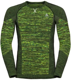 Odlo Blackcomb Plus Top Ronde Hals L/S Heren, Groen/zwart