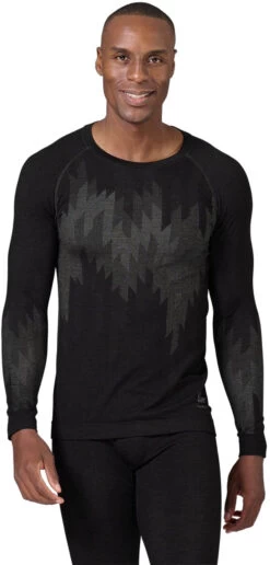Odlo Kinship Performance Wool 200 LS Baselayer Crew Hals Top Heren, Zwart