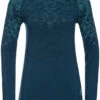 Odlo Kinship Performance Wool 200 LS Baselayer Crew Hals Top Dames, Petrol -Sport- En Outdoorkleding odlo kinship performance wool 200 ls baselayer crew neck top women blue wing teal melange 1