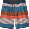 Patagonia Wavefarer Boardshorts 19" Men, Blauw/bruin 1 Patagonia Wavefarer Boardshorts 19" Men, Blauw/bruin -Sport- En Outdoorkleding patagonia wavefarer boardshorts 19 men fitz stripe sisu brown 1