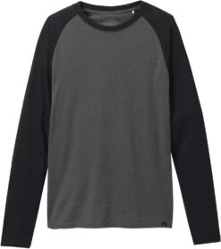 Prana Baseball Raglan Shirt Met Lange Mouwen Heren, Grijs/zwart
