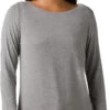 Prana Foundation LS Crew T-shirt Dames, Grijs -Sport- En Outdoorkleding prana foundation ls crew t shirt women heather grey 1