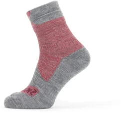 Sealskinz Waterproof All Weather Enkelsokken, Rood/grijs
