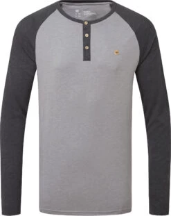 Tentree TreeBlend Classic Henley Top Met Lange Mouwen Heren, Grijs/zwart