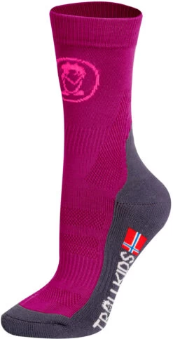 TROLLKIDS Trekking II Mid Cut Sokken Kinderen, Roze/grijs