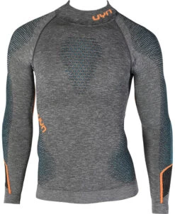 UYN Ambityon Melange UW Longsleeve Col Shirt Heren, Grijs/blauw